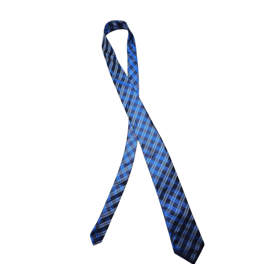 Tommy Hilfiger Mens Blue Plaid Necktie Business‎ Casual Dress Career Interview